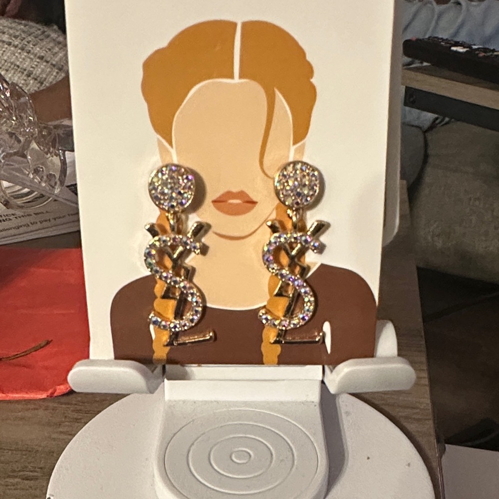 Gold and Silver Crystal Drop Earrings